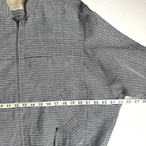 Christian Wijnants Linen Cotton Striped Lightweight Batwing Sleeves Zip Jacket - Picture 14 of 16
